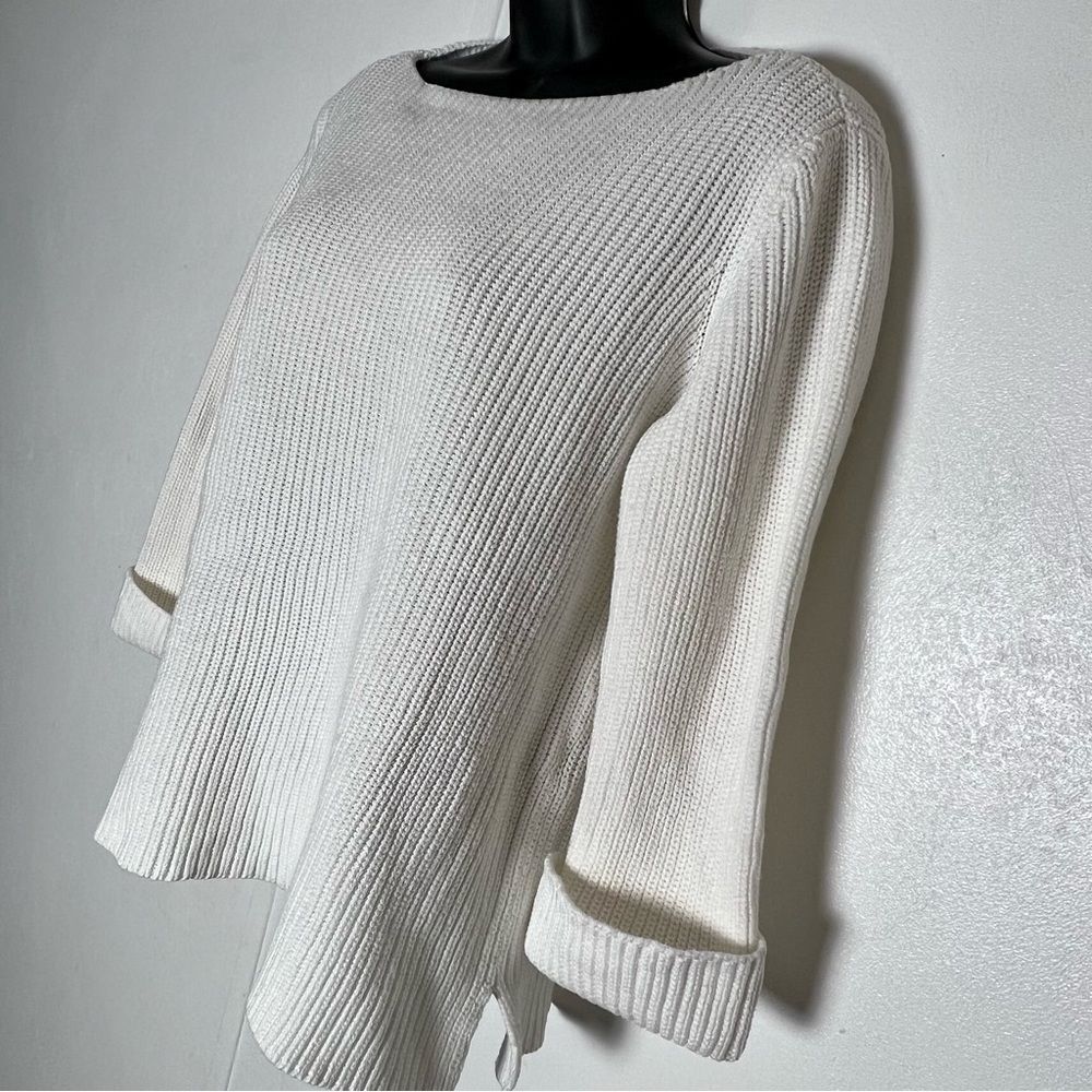 Ralph Lauren Cream Ribbed Scoop-Neck Knit Sweater